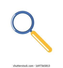 Magnifier glass isolated zooming tool icon. Vector magnifying object, research instrument isolated on white. Investigation and optical search, magnification