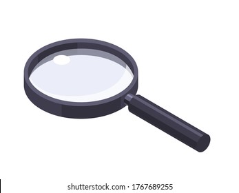 Magnifier glass isometric. Single object on a white background. Stock vector illustration