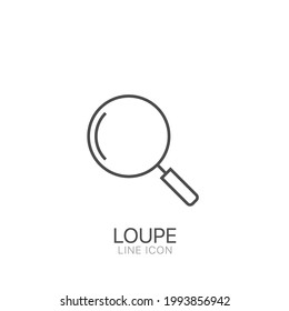 Magnifier glass outline vector icon. Editable stroke