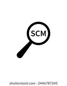 Lupe mit SCM-Icon, Vektorgrafik Best Flat Icon.