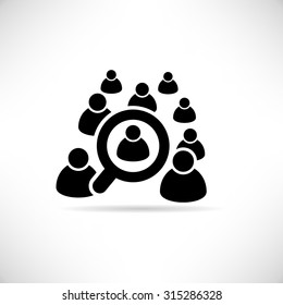 magnifier glass searching people