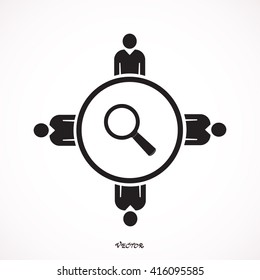 magnifier glass searching people  Icon Isolated on White Background