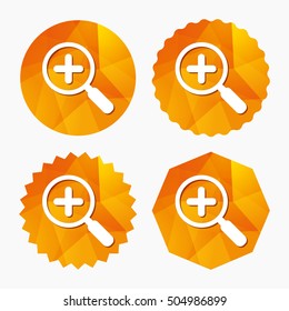 Magnifier glass sign icon. Zoom tool. Navigation.