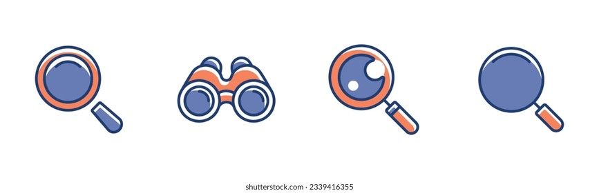 lupa gafas de búsqueda icono herramienta de descubrimiento vectorial ilustración para diseño de aplicaciones y plantillas web