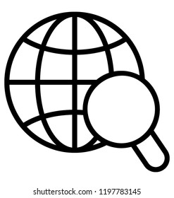 Magnifier with globe conceptualizing global search 