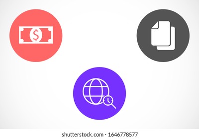 magnifier Globe line and arrow "Go to web" - website icon. line magnifier Globe icon and arrow that clicks on it. line magnifier Black pictogram isolated on white line magnifier background.