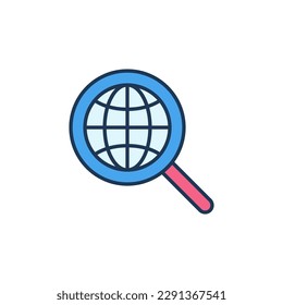 Magnifier with Globe vector concept colored icon or symbol