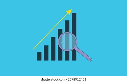 Magnifier and graph icon Vector illustration for use.