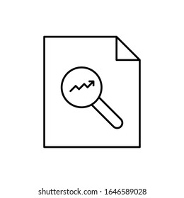 Magnifier and graph on a paper sheet icon. Simple line, outline vector elements of commerce icons for ui and ux, website or mobile application