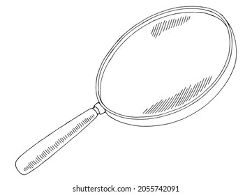 Magnifier graphic black white sketch isolated illustration vector