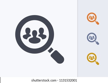 Magnifier & Group - Pastel Cutwork Icons. A Professional, Pixel-aligned Icon.