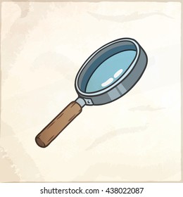 Magnifier hand drawn cartoon vector illustration.