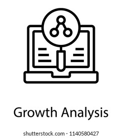 A magnifier having line graph on a laptop screen giving the concept of growth analysis 