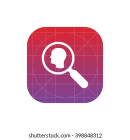 magnifier and head icon. vector eps10  icon