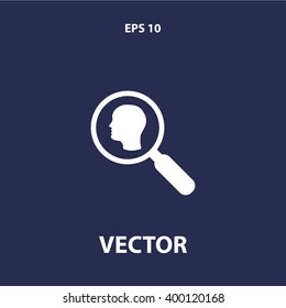 magnifier and head icon. vector eps10 icon
