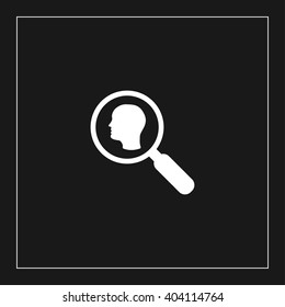 magnifier and head icon. magnifier and head vector illustration