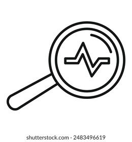Magnifier heart rate icon outline vector. Health care. Medical protection