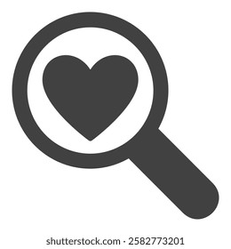 Magnifier with Heart vector icon - love search concept symbol