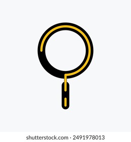 A magnifier with hidden question mark in it. Isolated Vector Illustration