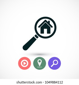 Magnifier house  vector icon