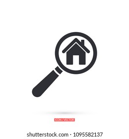 Magnifier house  vector icon