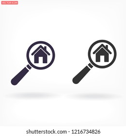 Magnifier house  vector icon