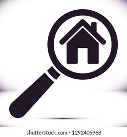 Magnifier house  vector icon