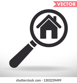 Magnifier house  vector icon