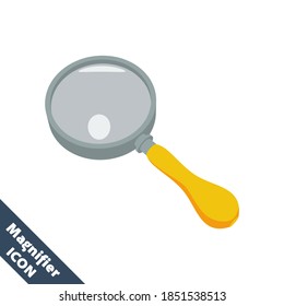 Magnifier icon. 3D vector illustration in flat style isolated on white background.