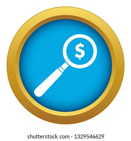 Magnifier icon blue vector isolated on white background for any design