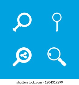 Magnifier icon. collection of 4 magnifier filled icons such as search share, dollar search. editable magnifier icons for web and mobile.