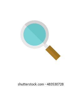 Magnifier icon in flat color style. Zoom explore find locate