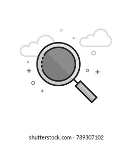 Magnifier icon in flat outlined grayscale style. Vector illustration.