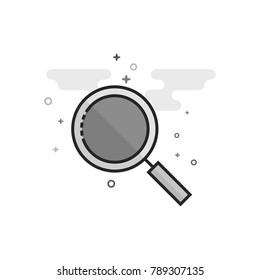 Magnifier icon in flat outlined grayscale style. Vector illustration.