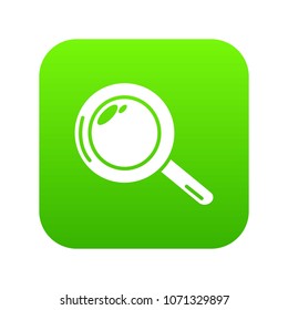 Magnifier icon green vector isolated on white background