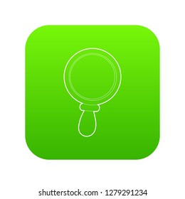 Magnifier icon green vector isolated on white background