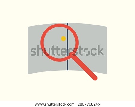 Magnifier icon inspecting map detail. Destination finding concept. Navigation tool for trip planning and discovery.