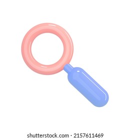 Icono de amplificador aislado. 3d lupa o lupa de lupa para el diseño web. Descubrimiento, investigación, búsqueda, concepto de análisis. Ilustración vectorial de dibujos animados