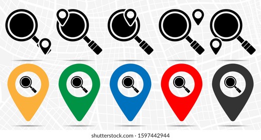 Magnifier icon in location set. Simple glyph, flat illustration element of web, minimalistic theme icons