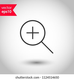 Magnifier icon. Magnifying glass vector icon. Zoom in zoom out sign. Search icon. Find symbol. Loupe vector icon. EPS 10 vector sign. Studio background. 