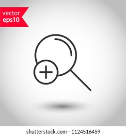 Magnifier icon. Magnifying glass vector icon. Zoom in zoom out sign. Search icon. Find symbol. Loupe vector icon. EPS 10 vector sign. Studio background. 