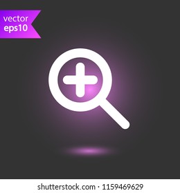 Magnifier icon. Magnifying glass vector icon. Zoom in zoom out sign. Search icon. Find symbol. Loupe vector icon. EPS 10 flat symbol