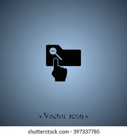 Magnifier icon with minus sign. Folder zoom out.