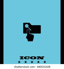 Magnifier icon with minus sign. Folder zoom out.