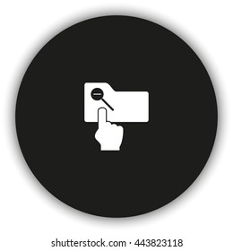 Magnifier icon with minus sign. Folder zoom out.