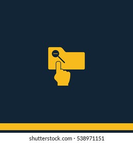 Magnifier icon with minus sign. Folder zoom out.