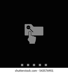 Magnifier icon with minus sign. Folder zoom out.
