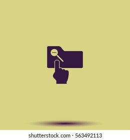Magnifier icon with minus sign. Folder zoom out.