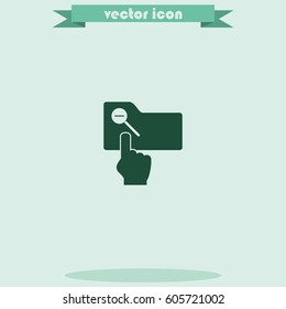 Magnifier icon with minus sign. Folder zoom out.