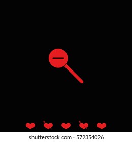 Magnifier icon with minus sign. Zoom out.
